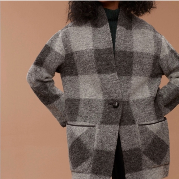 ARITZIA WILFRED FREE Grey Plaid Wool Neelam Jacket Coat - Picture 2 of 12